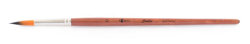 Кисть художественная синтетика "Santi Studio", короткая ручка, круглая, №12
