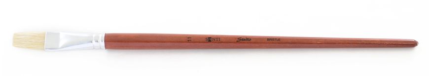 Кисть художественная щетина "Santi Studio", длинная ручка, плоская, №11