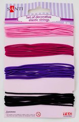 Набор шнуров эластичных декоративных, 4 цвета, 8 м/уп, розово-фиолетовый
