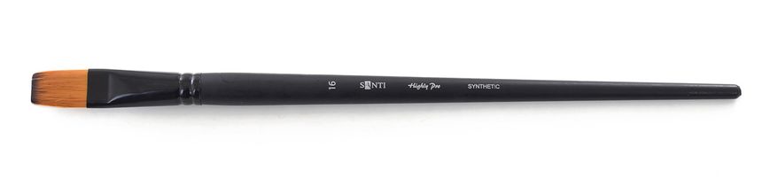 Кисть художественная синтетика "Santi Highly Pro", длинная ручка, плоская, №16