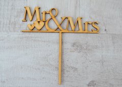 Фигура из фанеры 0,4 "Надпись для торта "Mr & Mrs", 17*17см