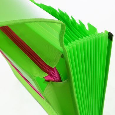 Папка с файлами 13отд.+2 кармана L6142 (260х138мм) неоновый зеленый