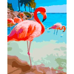 Набор, картина по номерам "Розовый фламинго", 40*50 см., SANTI
