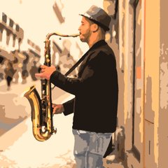 Набор, картина по номерам "Уличный музыкант", 40*50 см., SANTI