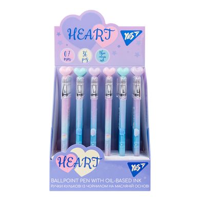 Ручка шариковая YES Heart 0,7 мм синяя