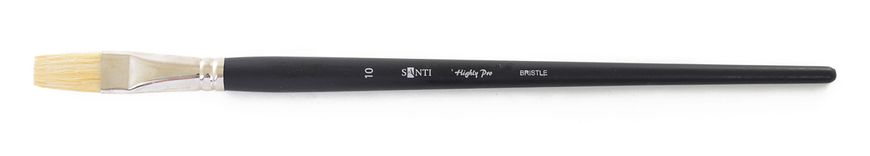 Кисть художественная щетина "Santi Highly Pro", длинная ручка, плоская, №10