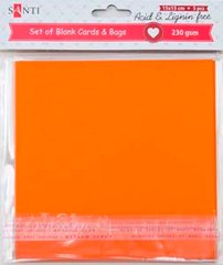 Набор оранжевых заготовок для открыток, 15см*15см, 230г/м2, 5шт
