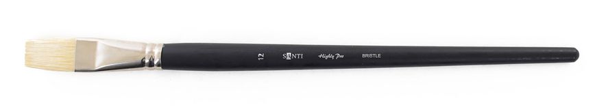 Кисть художественная щетина "Santi Highly Pro", длинная ручка, плоская, №12