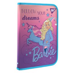 Папка факультативная YES пласт. на молнии FC "Barbie" с внутр.карманом