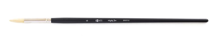 Кисть художественная щетина "Santi Highly Pro", длинная ручка, круглая, №6