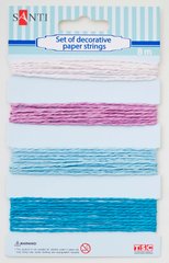 Набор шнуров бумажных декоративных, 4 цвета, 8 м/уп, розово-голубой