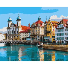 Набор, картина по номерам "Удивительная Швейцария", 40*50 см., SANTI