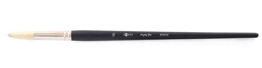Кисть художественная щетина "Santi Highly Pro", длинная ручка, круглая, №10