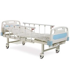 Кровать КФМ-4 медицинская функциональная четырехсекционная с матрасом, штативом, ограждениями и на колесах